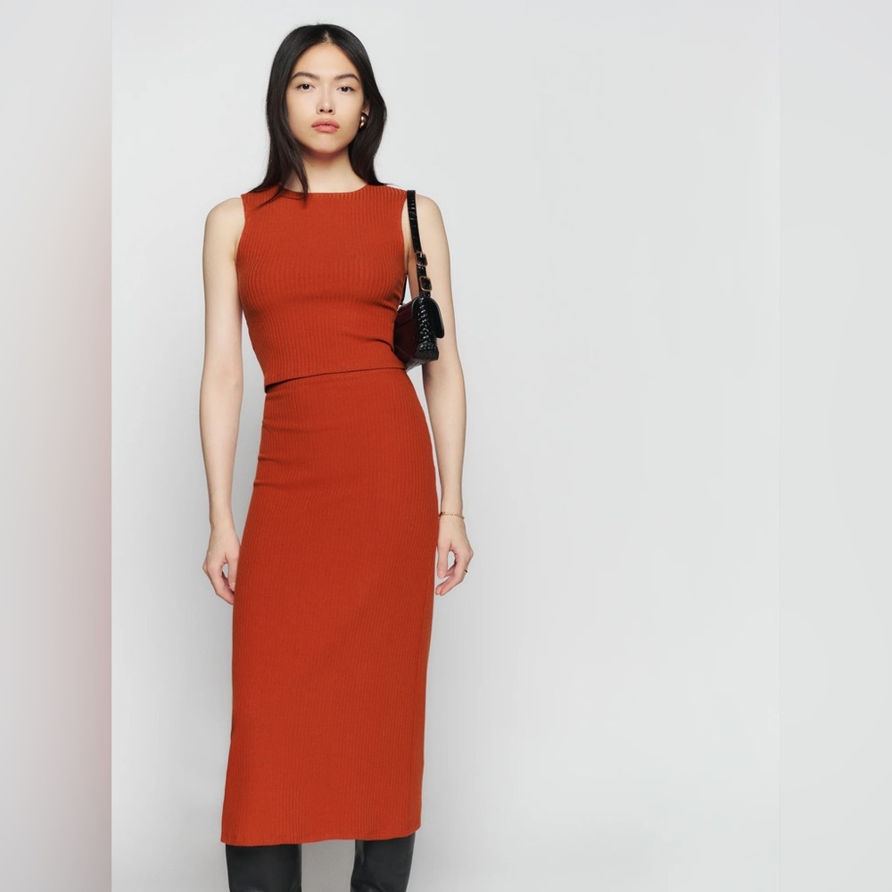 Reformation Hays Two Piece Set Size Small Knit Comfortable Rust Color